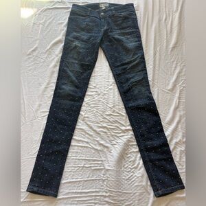 Current Elliot Y2K the legging bluebird brass Studded Jeans sz 27